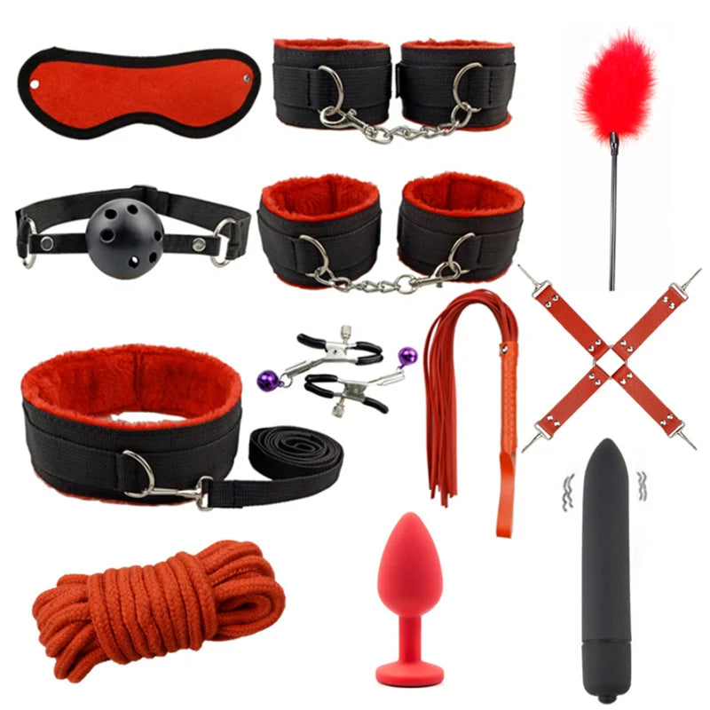 Bondage Set Sex Toys Bdsm Handcuffs Vibrator Anal Plug sm Whip Erotic Toys Adult Games Sex Shop Harness Sexy Toys For Couples