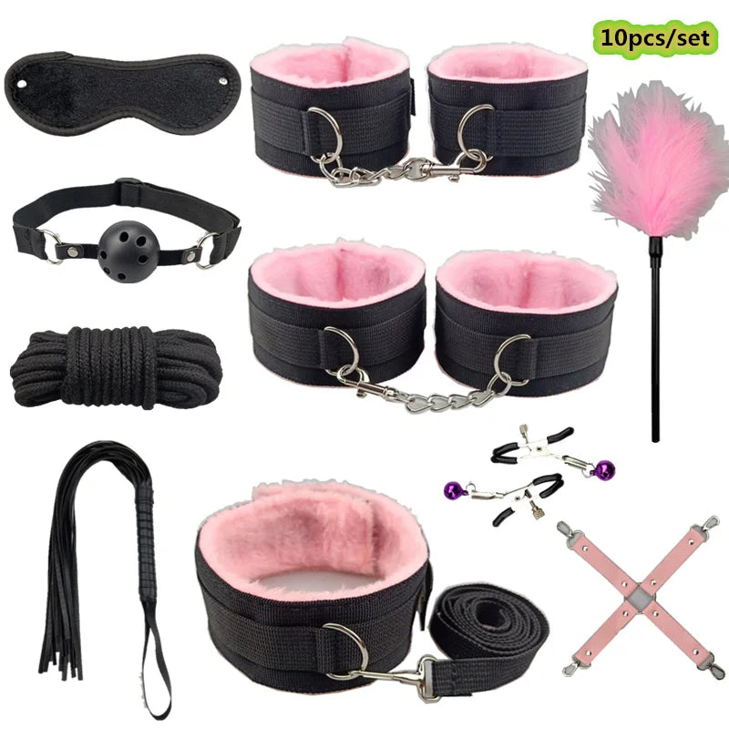 Bondage Set Sex Toys Bdsm Handcuffs Vibrator Anal Plug sm Whip Erotic Toys Adult Games Sex Shop Harness Sexy Toys For Couples