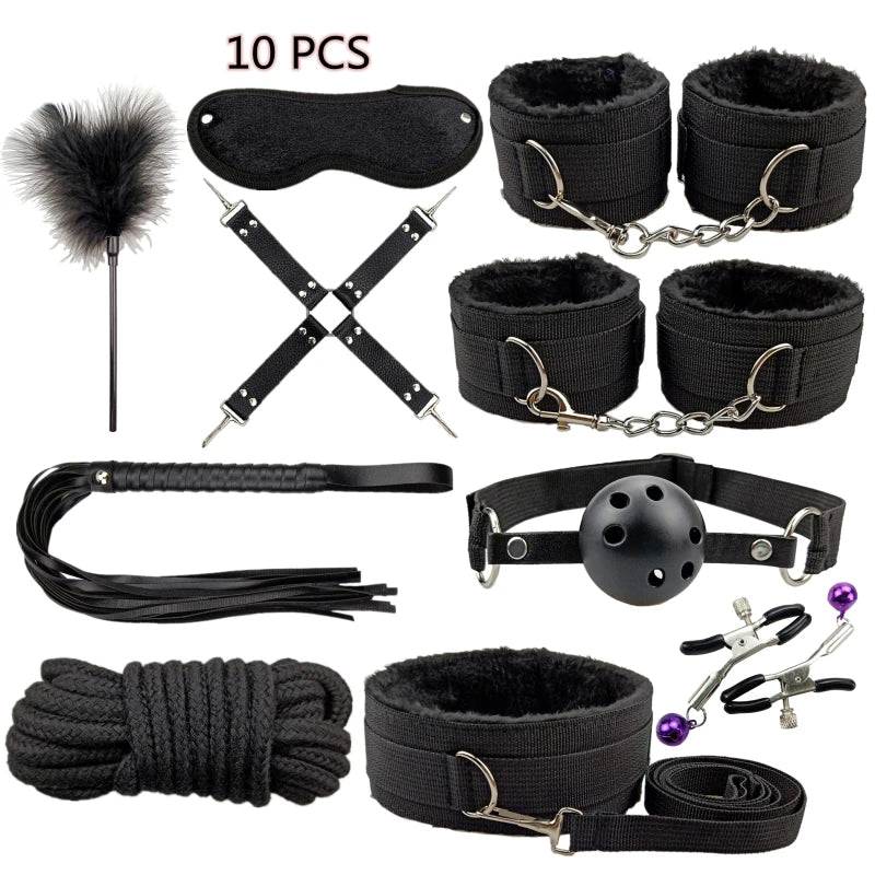 Bondage Set Sex Toys Bdsm Handcuffs Vibrator Anal Plug sm Whip Erotic Toys Adult Games Sex Shop Harness Sexy Toys For Couples